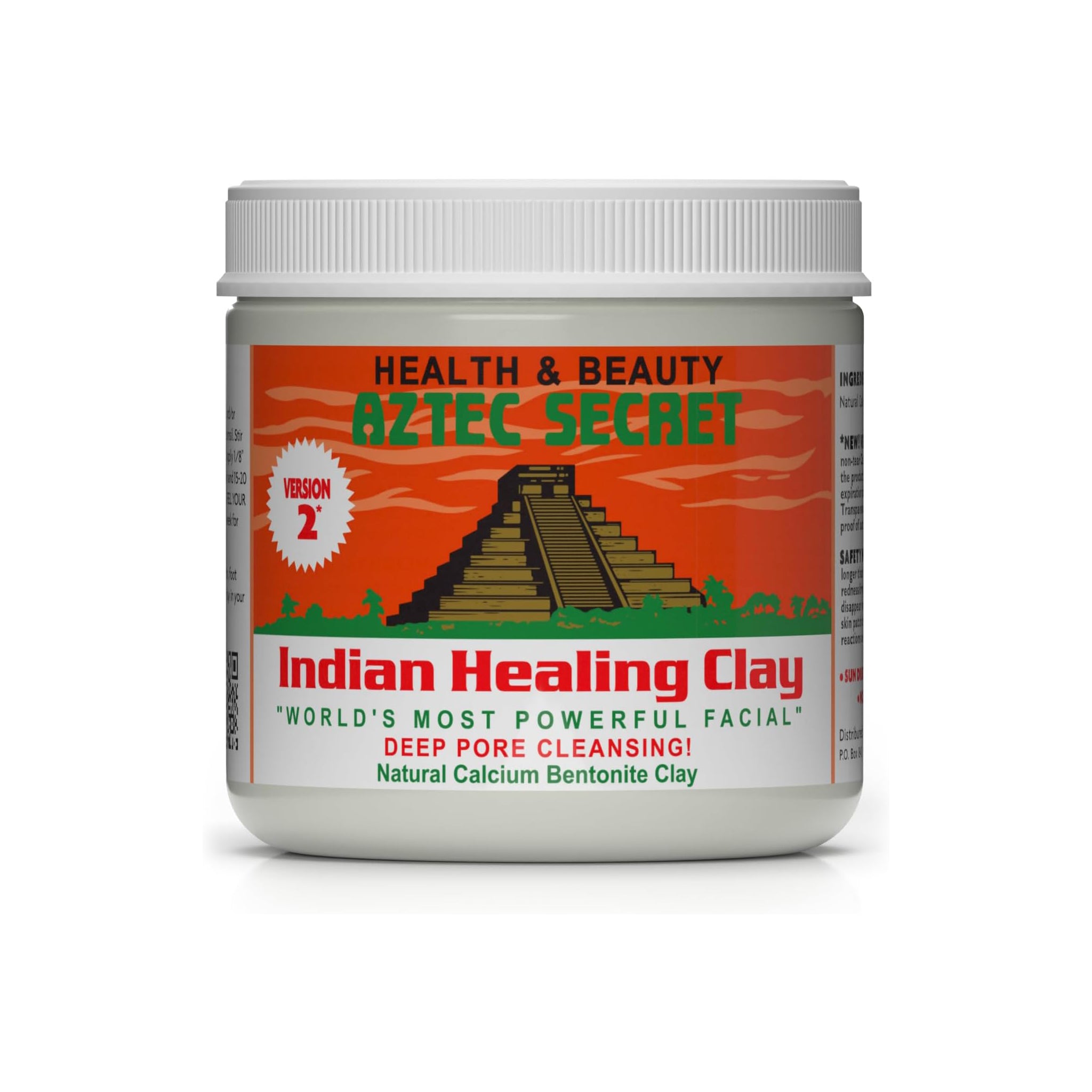 En bøtte med Aztec Secret Indian Healing Clay.