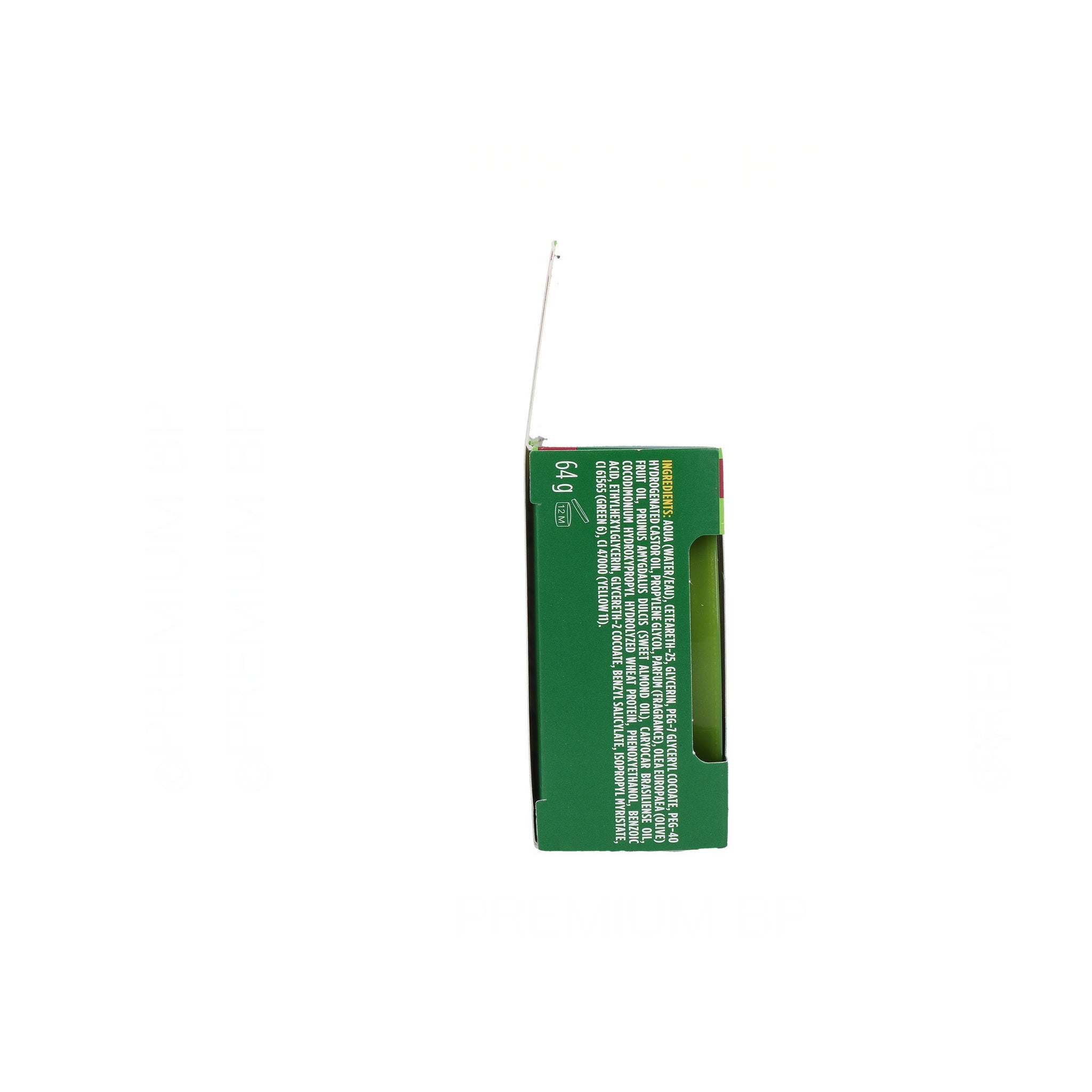 Sidebillede af ORS Olive Oil Extra Firm Hold Edge Control (64g), der viser tykkelsen og en del af ingredienslisten.