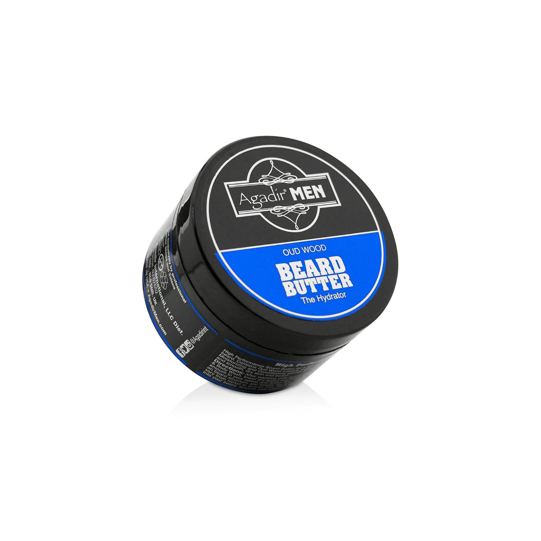 Agadir Men Oud Wood Beard Butter 85g. Produktet er designet til at fugte og style skæg.
