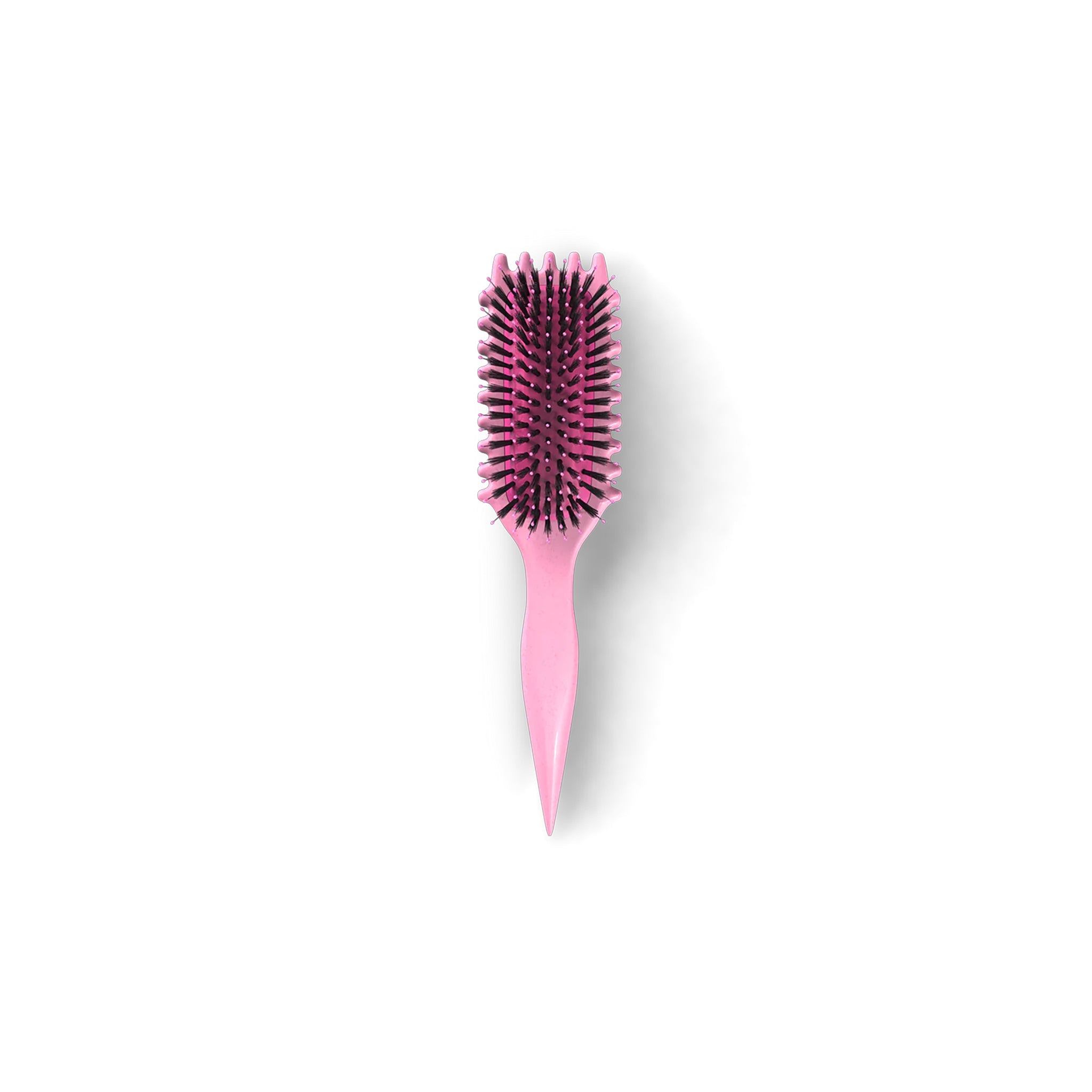 Bounce Curl Volume EdgeLift Brush Pink med ergonomisk håndtag og sorte børstepigge, perfekt til at løfte og forme krøller.