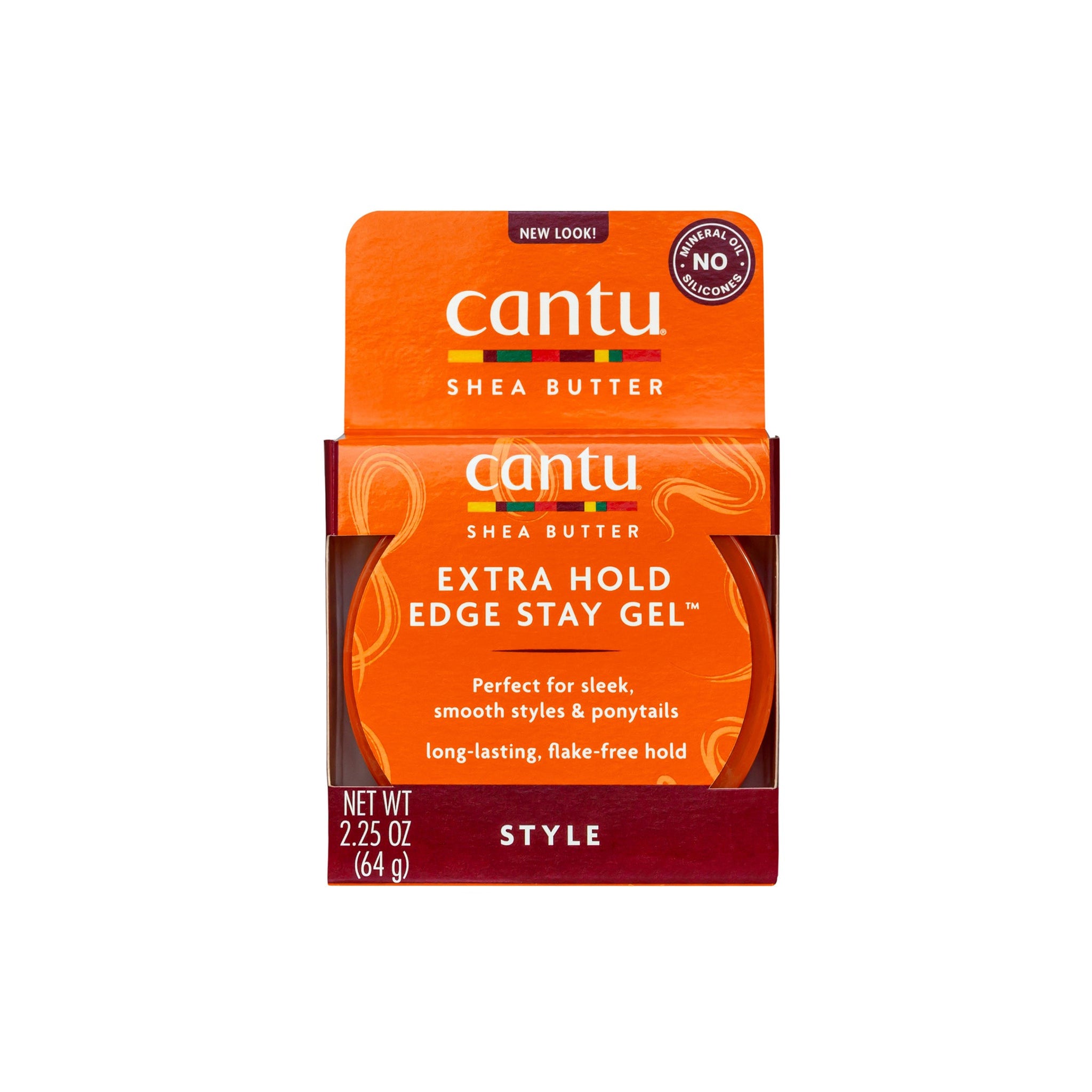 Beholder med Cantu Shea Butter Extra Hold Edge Stay Gel.