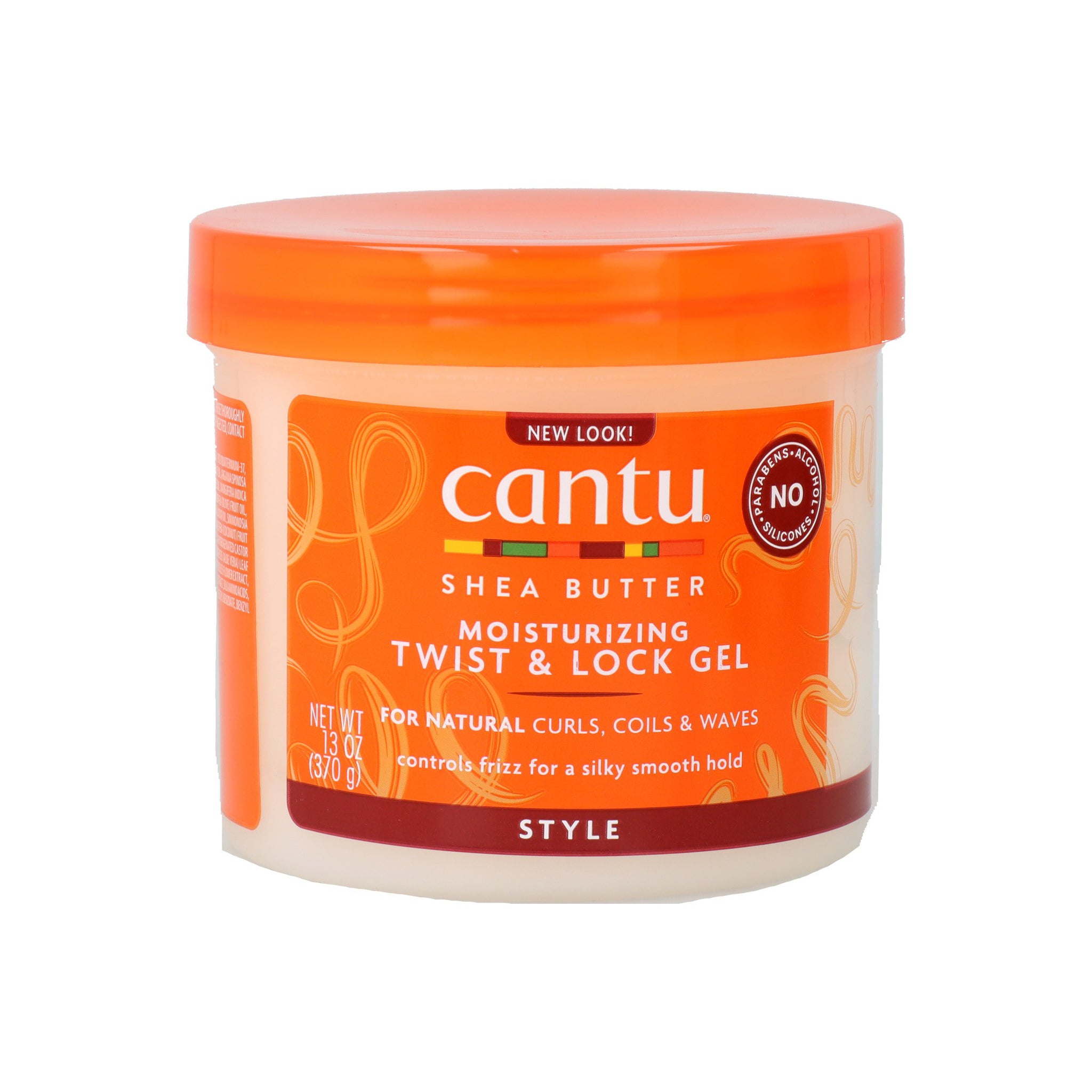Beholder i plast med Cantu Shea Butter Moisturizing Twist & Lock Gel.