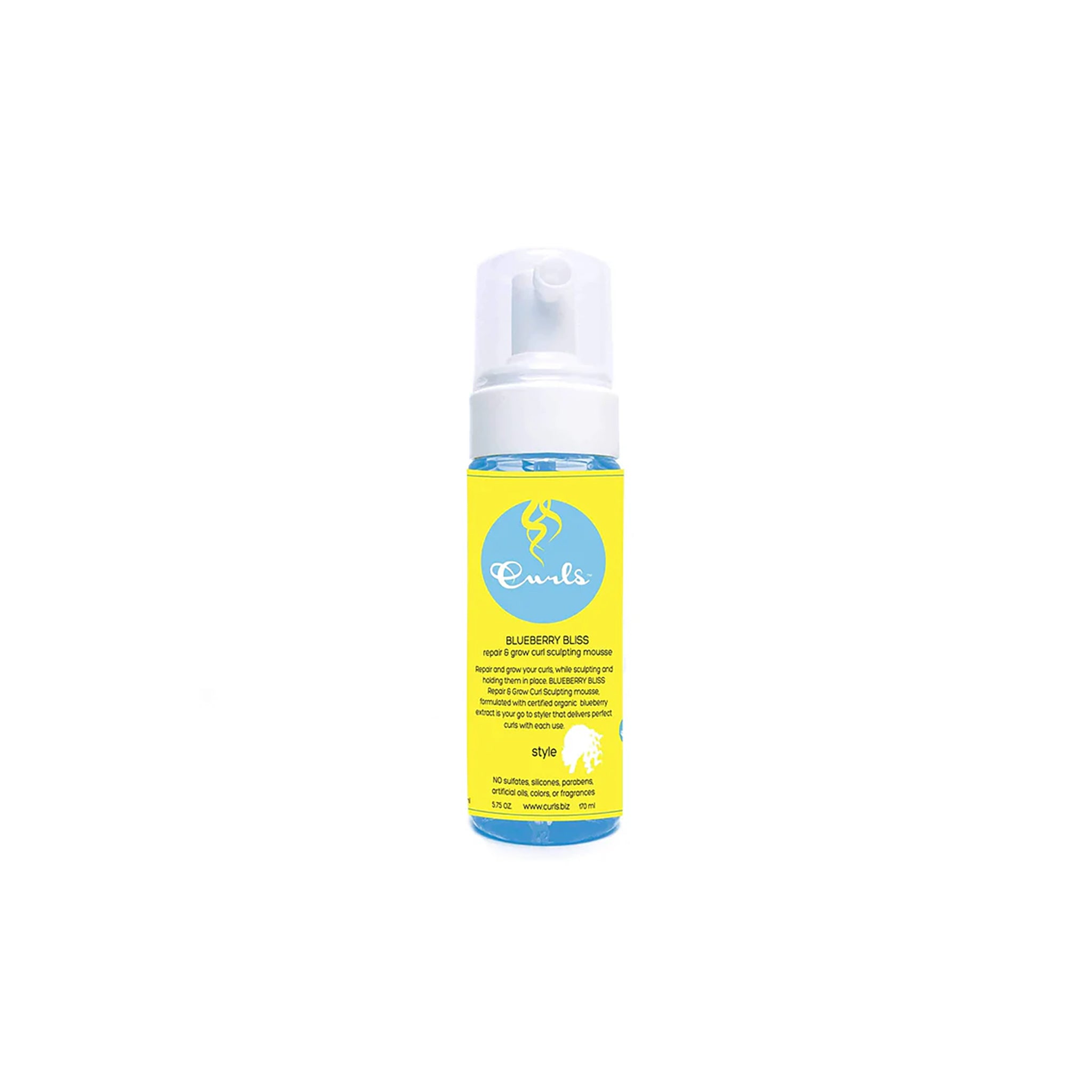 Curls Blueberry Bliss Repair & Grow Curl Sculpting Mousse (170 ml). Blå stylingmousse til krøller, der reparerer og fremmer vækst.