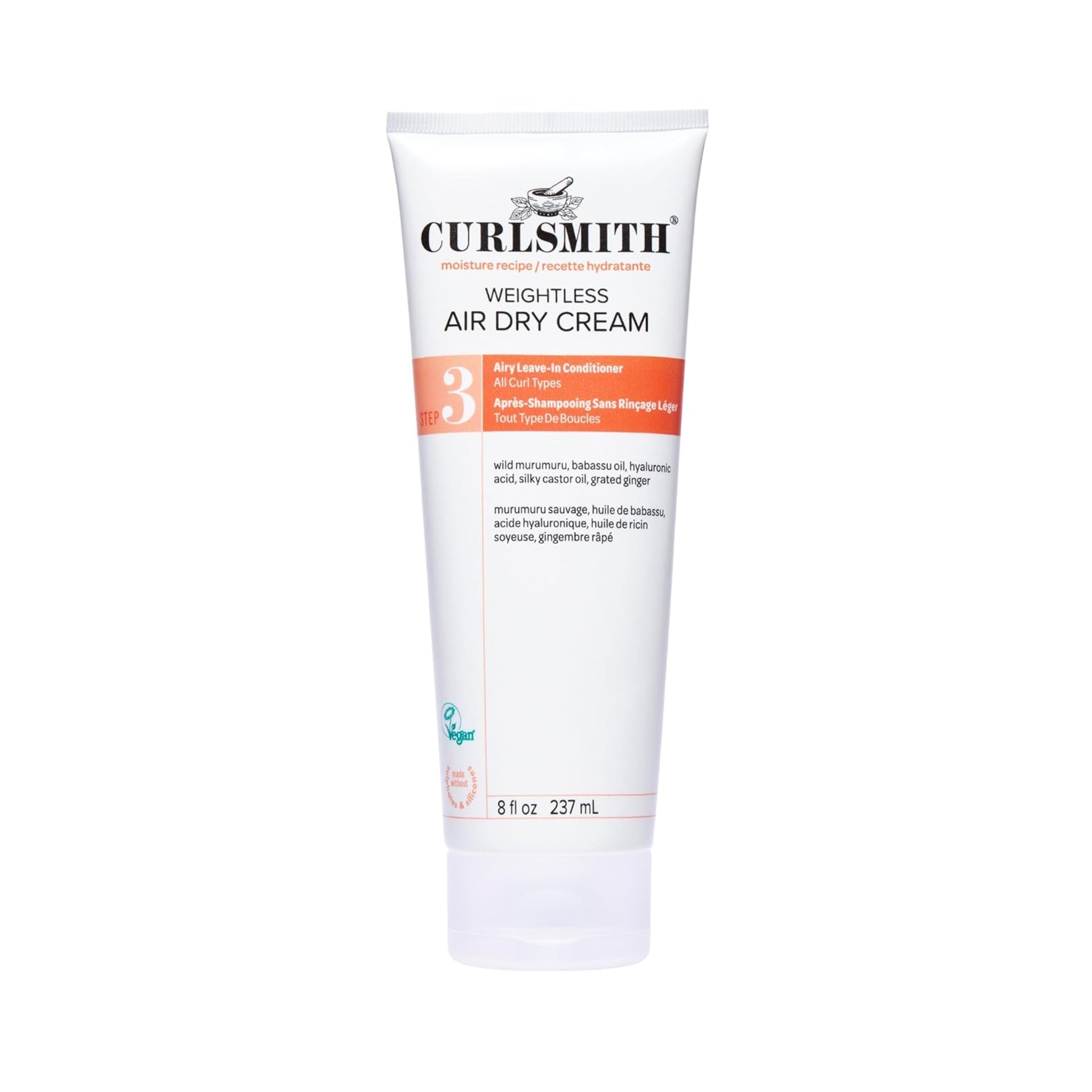 Hvid tube Curlsmith Weightless Air Dry Cream, 237 ml leave-in conditioner til alle krøltyper.