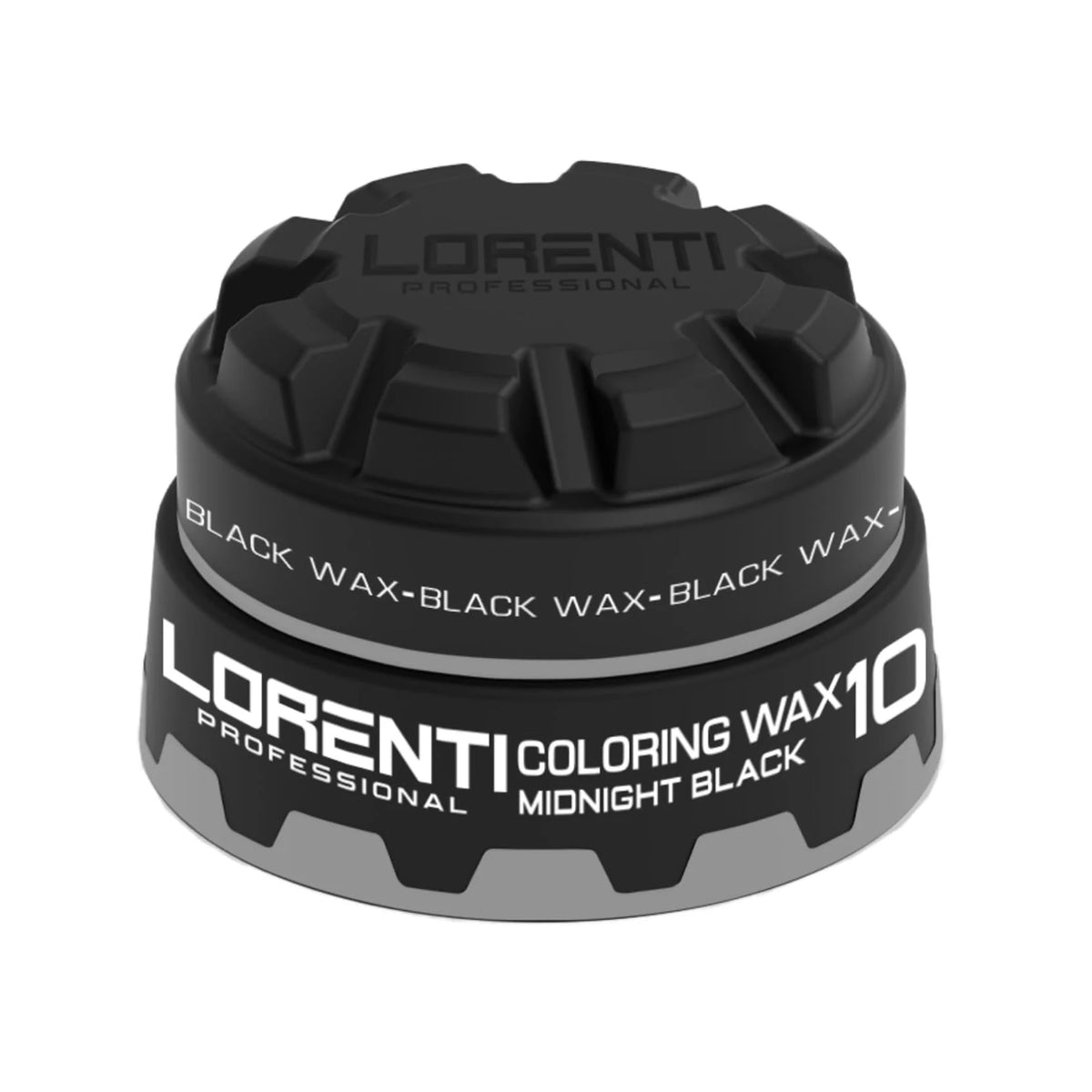 Sort dåse med Lorenti Professional Coloring Wax 10 Midnight Black farvevoks til skæg og hår.