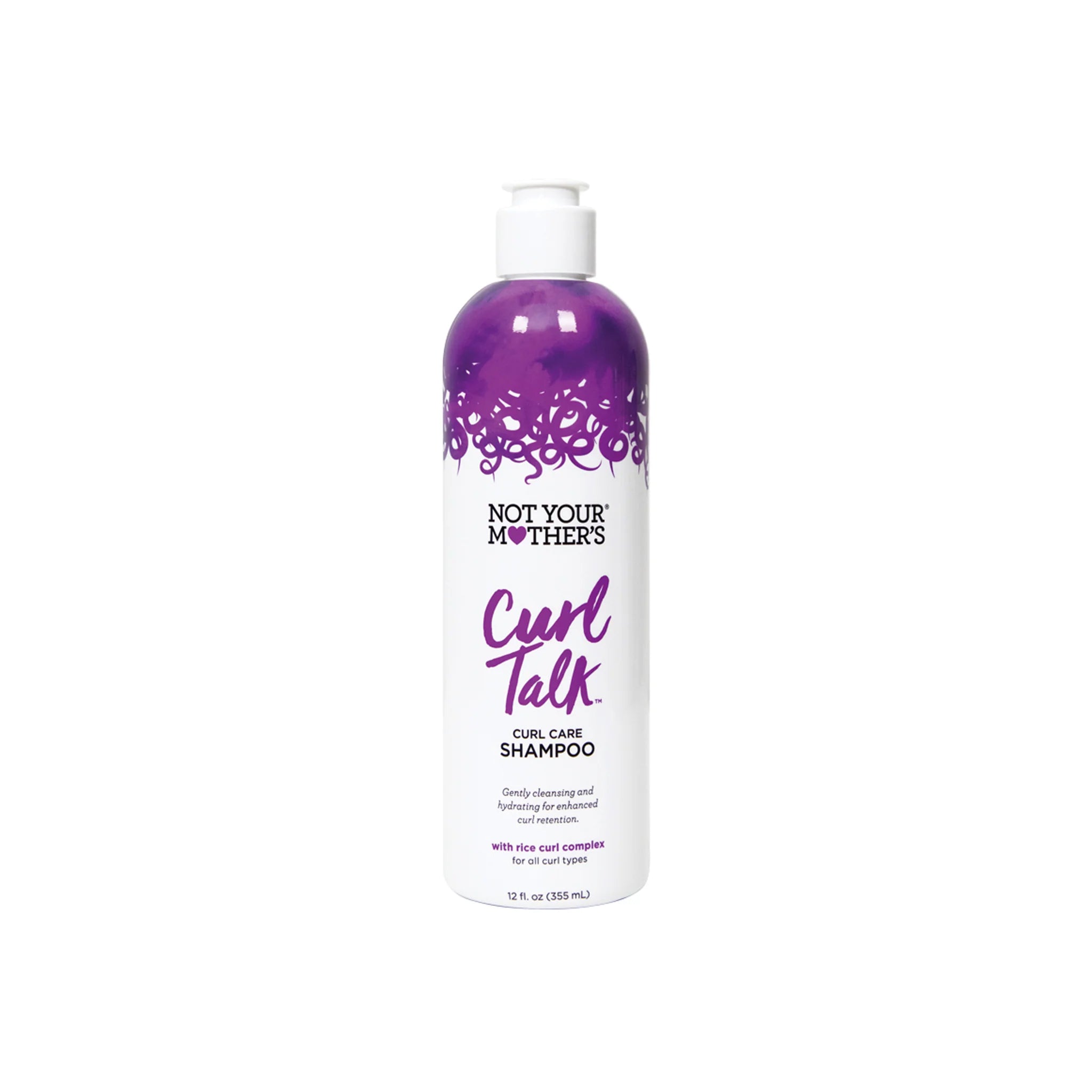 Produktbillede af Not Your Mother's Curl Talk shampoo til krøller, der fremhæver skånsom rensning og hydrering.