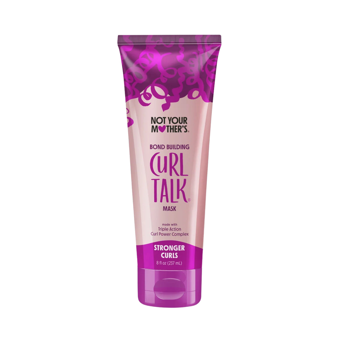 Not Your Mother's Curl Talk Bond Building Mask, lyserød og lilla tube med 237 ml, styrker krøller.