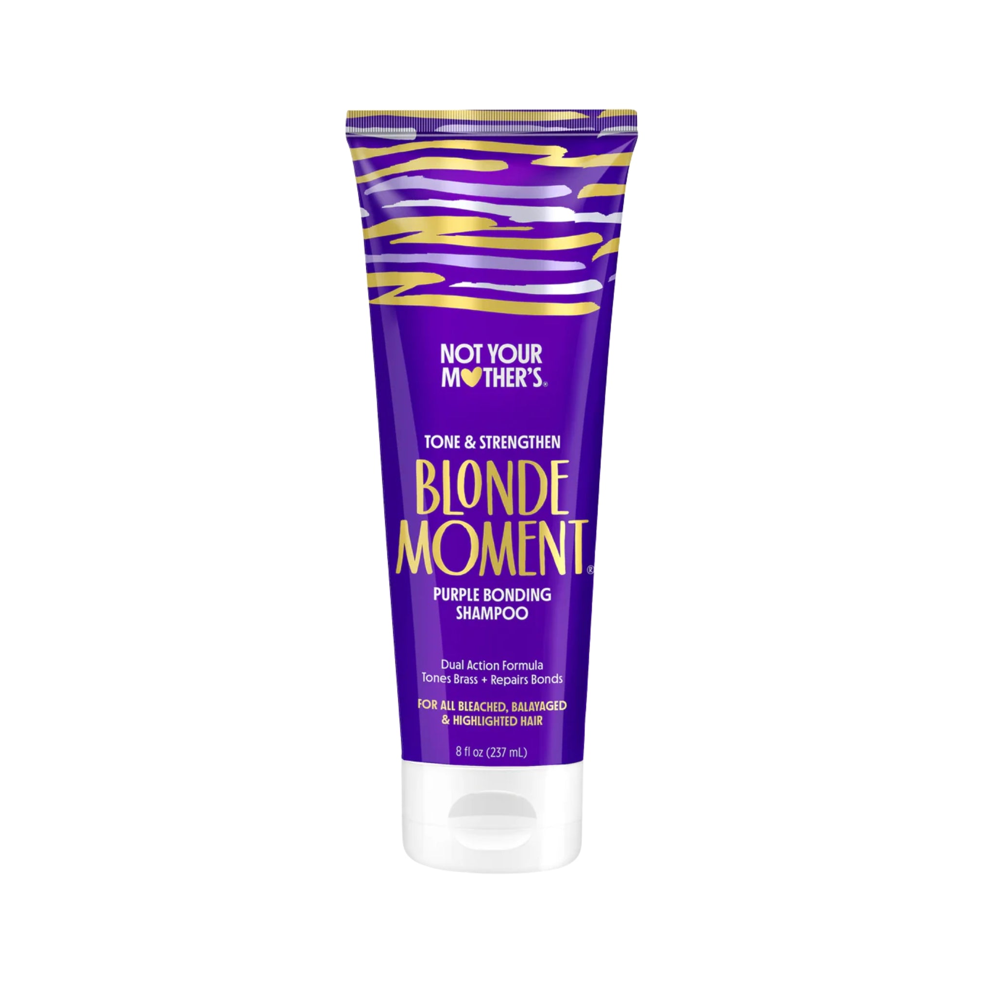 Not Your Mother's Blonde Moment lilla bonding shampoo i lilla tube med guldmønster, 237 ml til blonde hår.