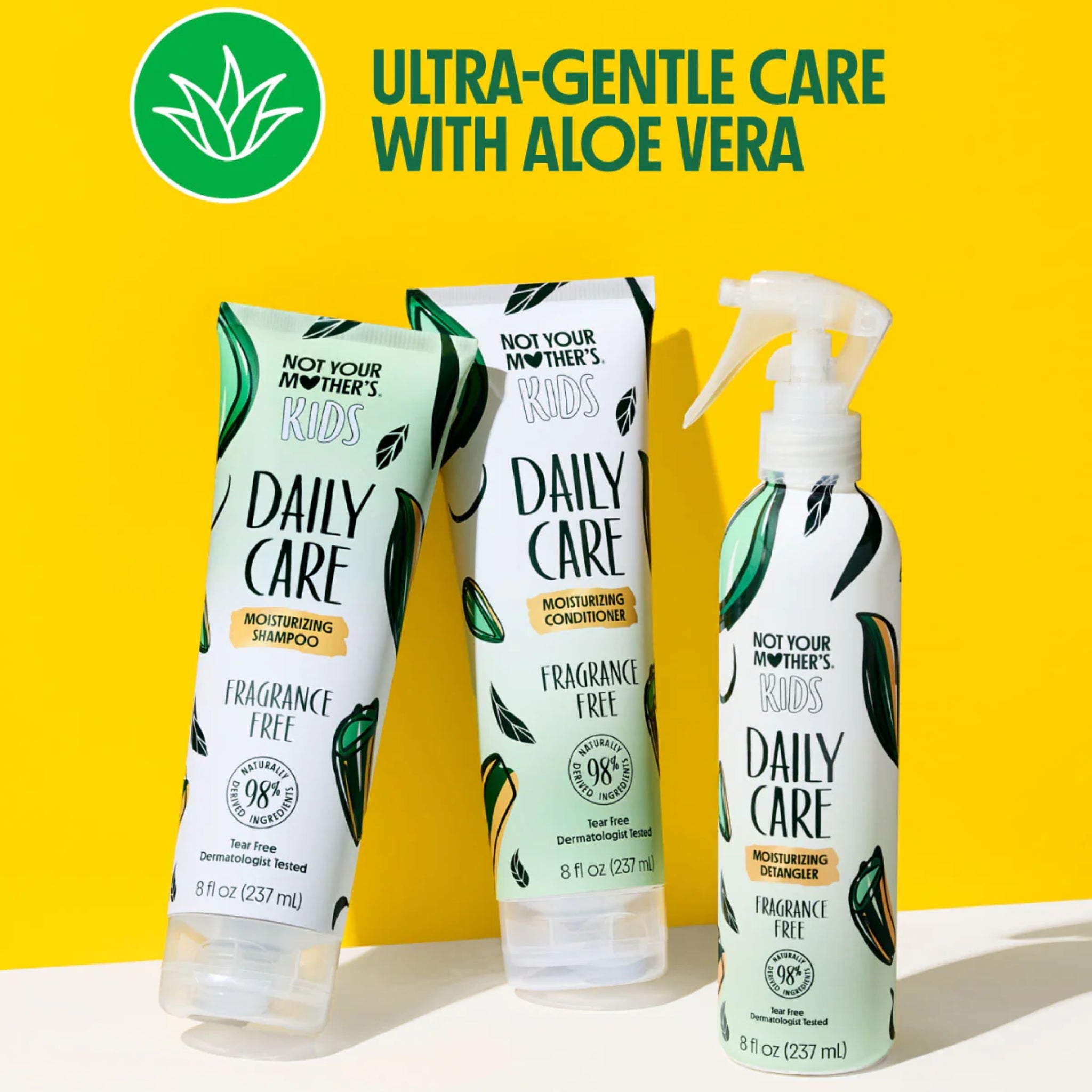 Not Your Mother's Kids Daily Care shampoo, balsam og detangler med aloe vera, parfumefri ultra-gentle børnehårpleje.
