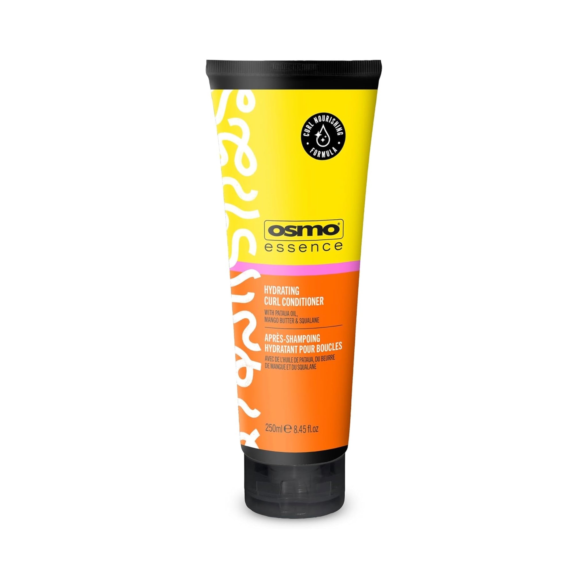 OSMO Essence Hydrating Curl Conditioner tube i gul og orange, 250 ml, med sort låg.
