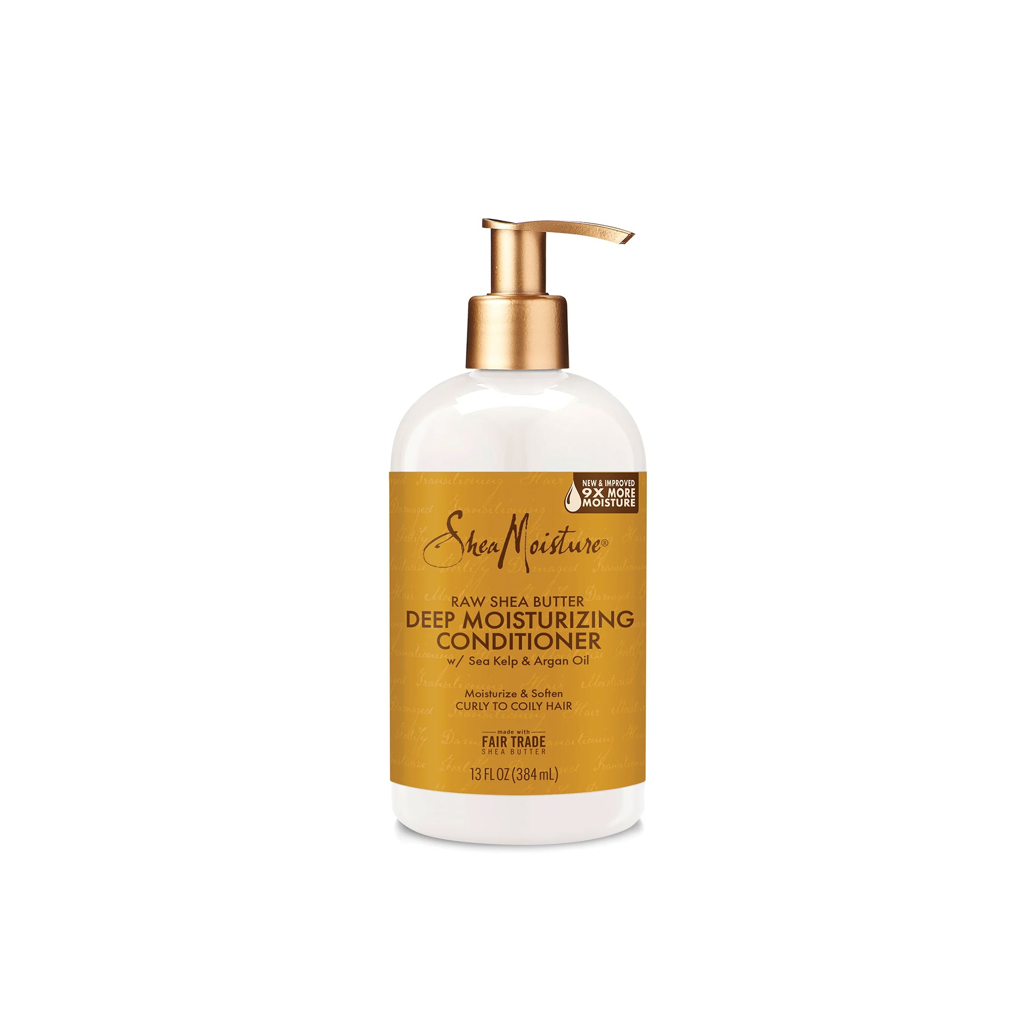 Shea Moisture Raw Shea Butter Deep Moisturizing Conditioner (384 ml). En dybdegående fugtgivende balsam med sheasmør, havtang og arganolie, der blødgør og fugter krøllet og kruset hår. Giver op til 6x mere fugt.