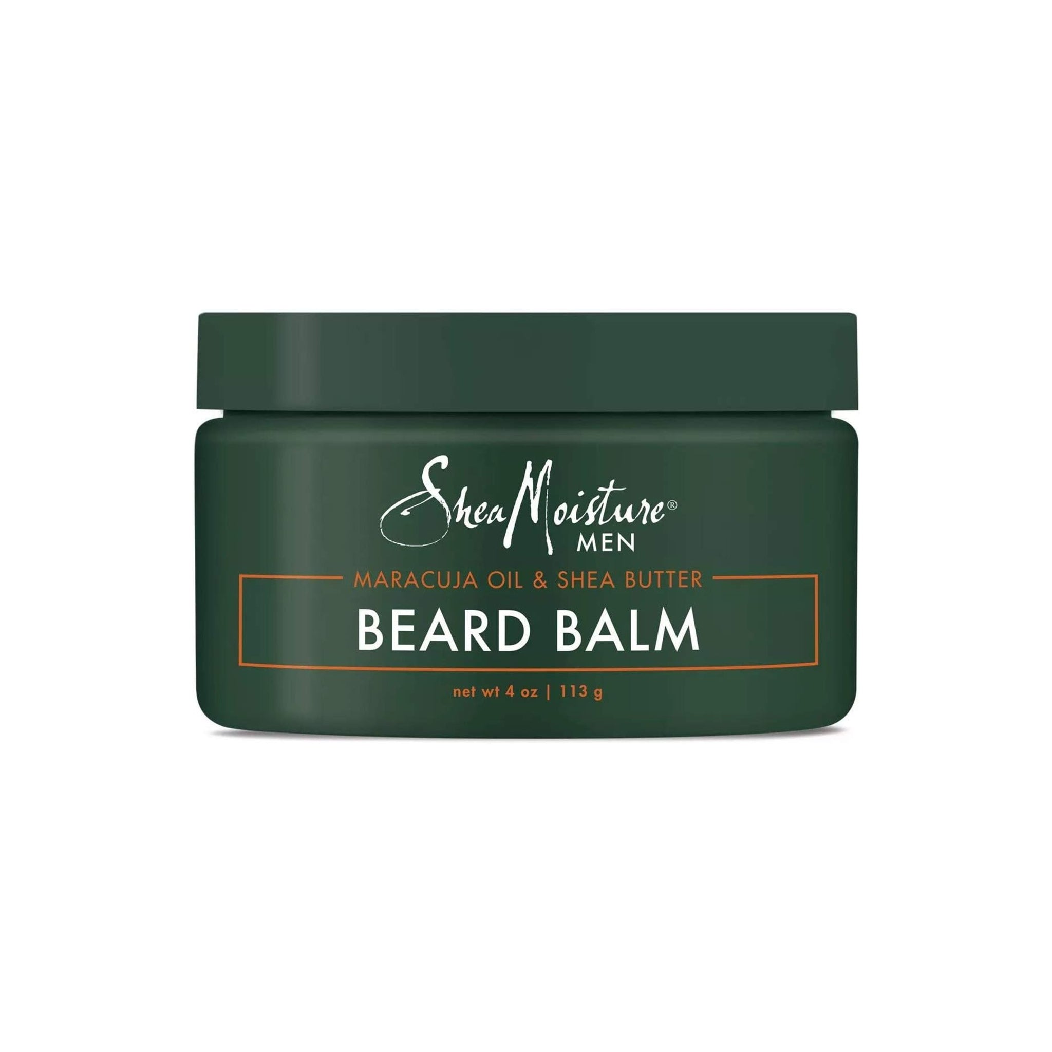 113 gram beholder med skægbalsam fra Shea Moisture Men. Produktet er designet til at nære og style skægget og er pakket i en grøn beholder.